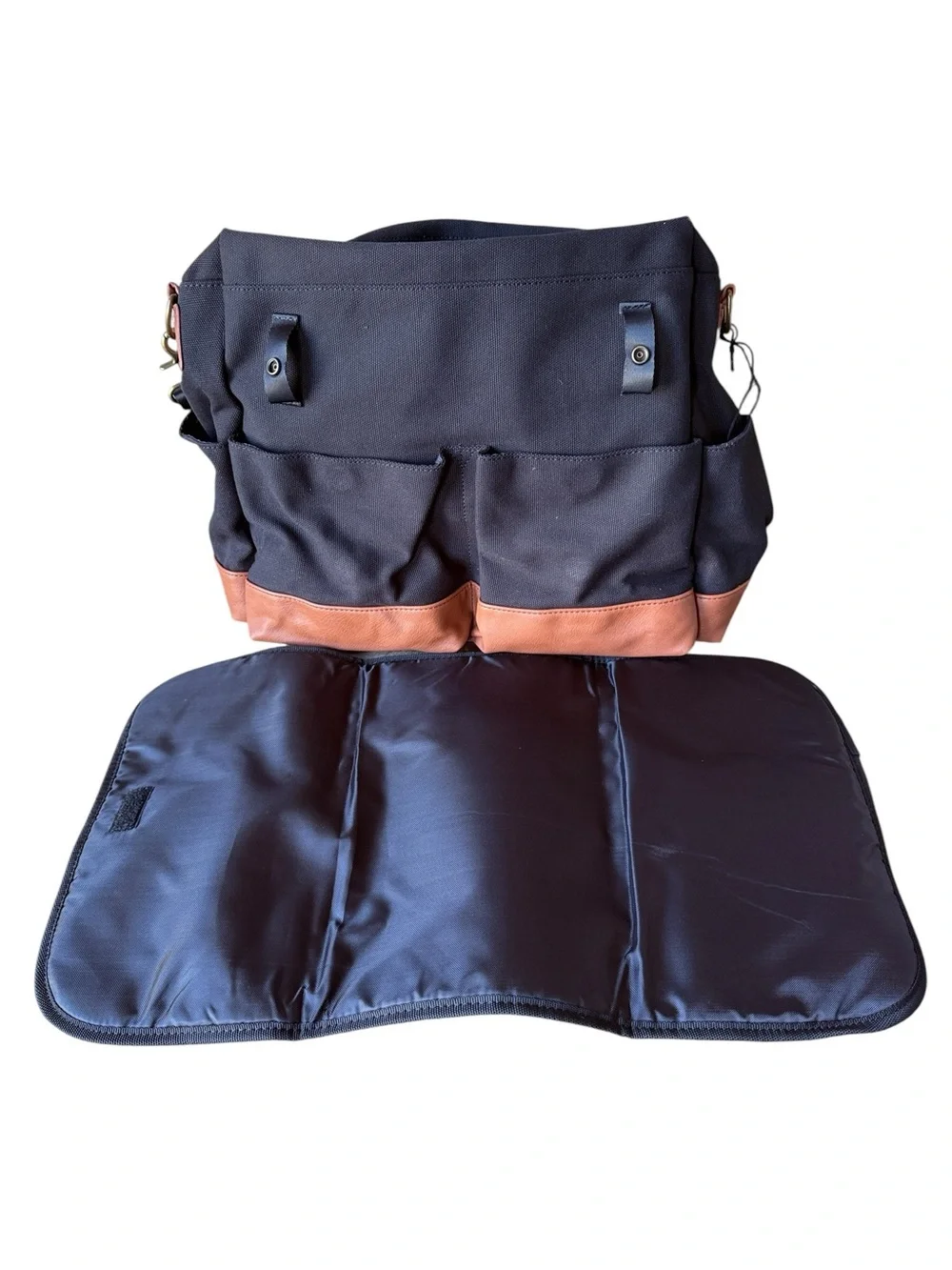 Bodomint Gender Neutral Nylon Vegan Leather Laptop Diaper Bag Multi Use Bag